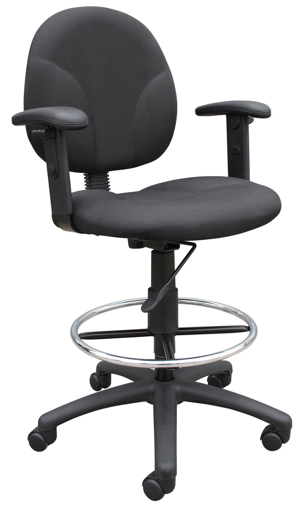 Boss B1691-BK Fabric Drafting Stool with Adjustable Arms & Footring – view 1
