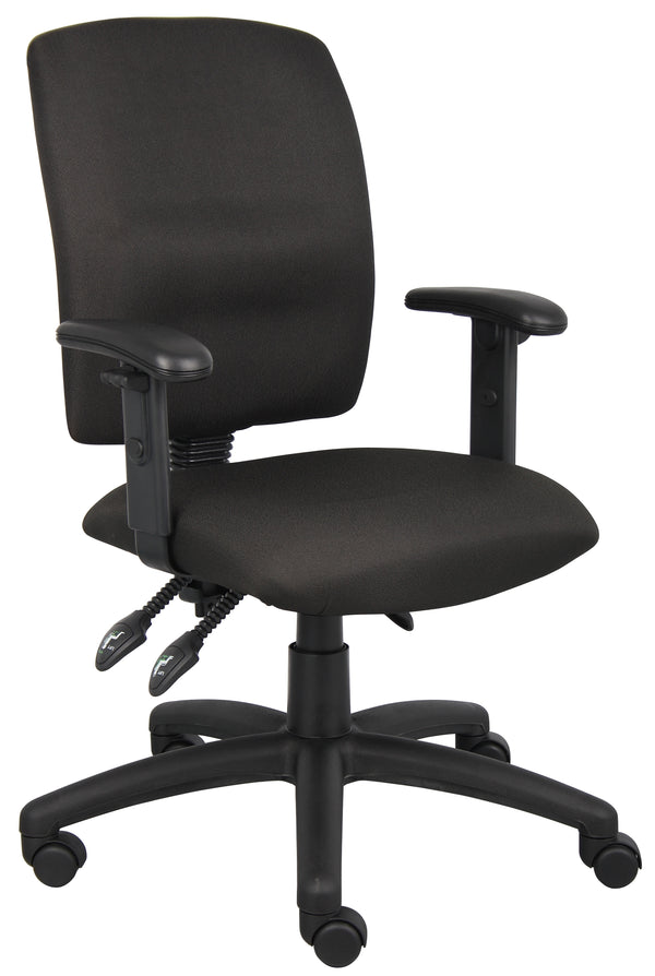 Boss B3036-BK Multi-Function Fabric Task Chair with Adjustable Arms – view 1