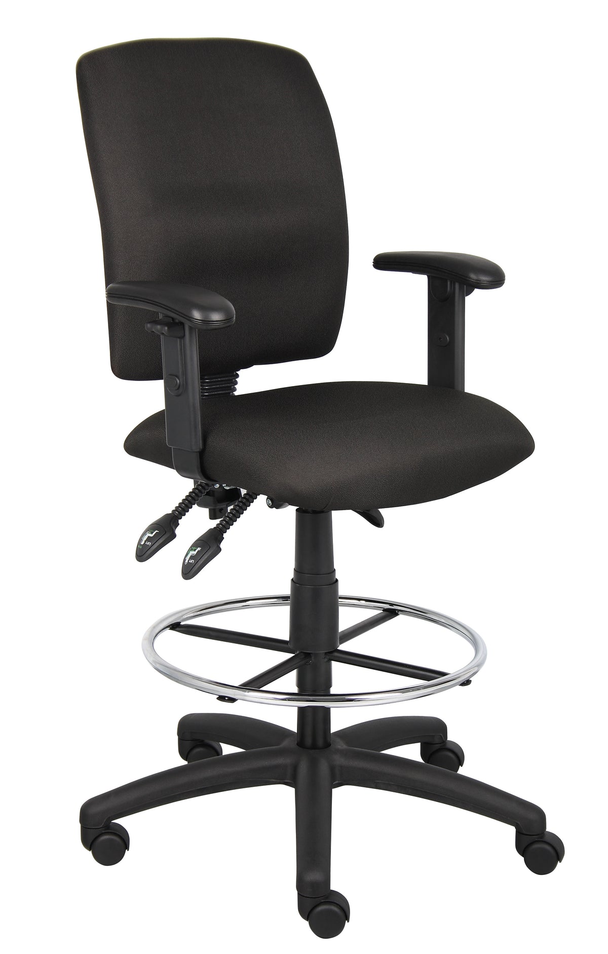 Boss B1636-BK Multi-Function Fabric Drafting Stool with Adjustable Arms – view 1