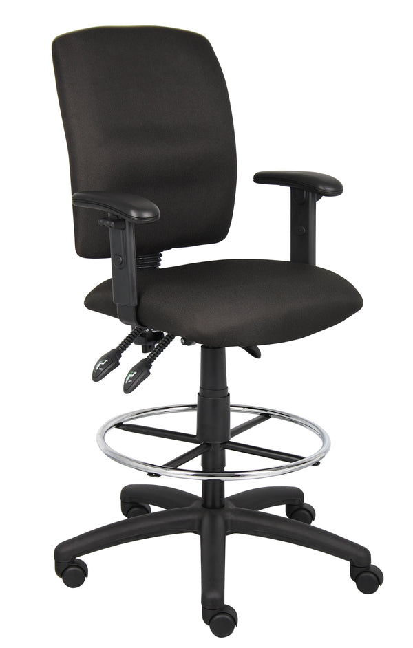 Boss B1636-BK Multi-Function Fabric Drafting Stool with Adjustable Arms – view 1