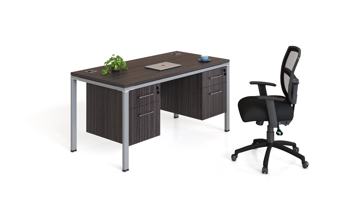 Boss Simple System Single Desk with (2) Pedestals, 60" x 30" Desk Top (SGSD003-201) – view 1