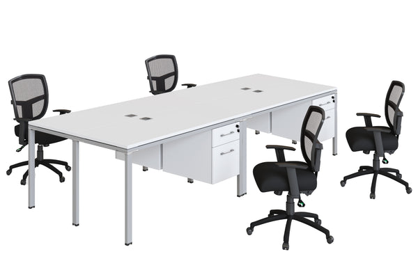 Boss Simple System Quad Desks with (4) Pedestals, 60" x 24" Desk Top (SGSD016-101) – view 2