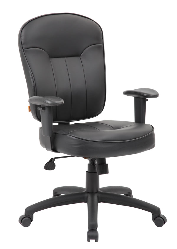 Boss B1563 Leather Task Chair with Adjustable Arms – view 1