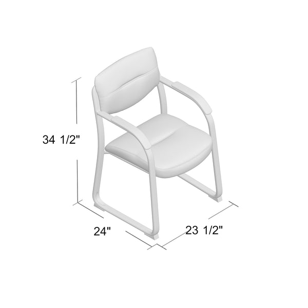 Boss B9519 Leather Sled Base Side Chair with Arms – view 2