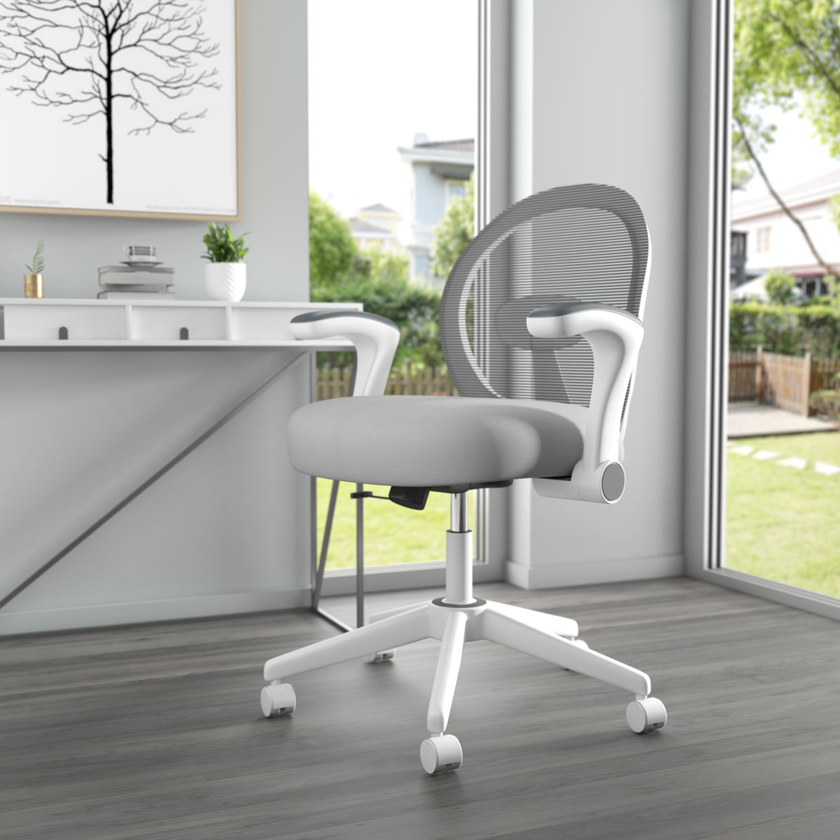 Boss B676WT-GY Mesh, Flip Arm, Task Chair, Frame – view 2