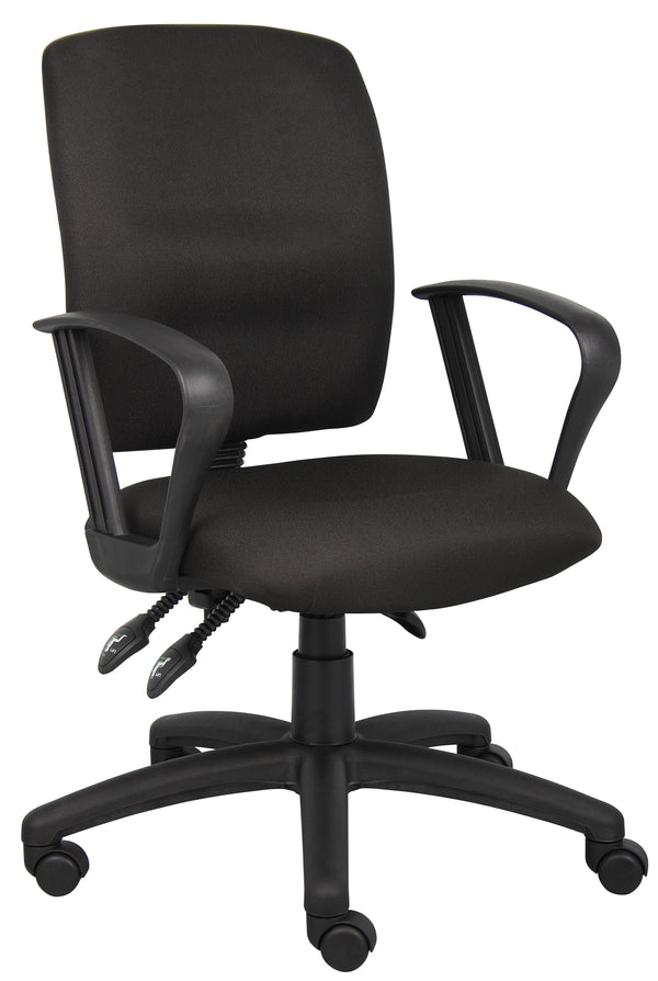 Boss B3037-BK Multi-Function Fabric Task Chair with Loop Arms – view 1