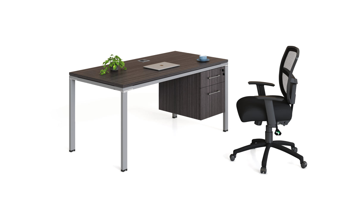 Boss Simple System Single Desk with (1) Pedestal, 66" x 24" Desk Top (SGSD002-102) – view 1