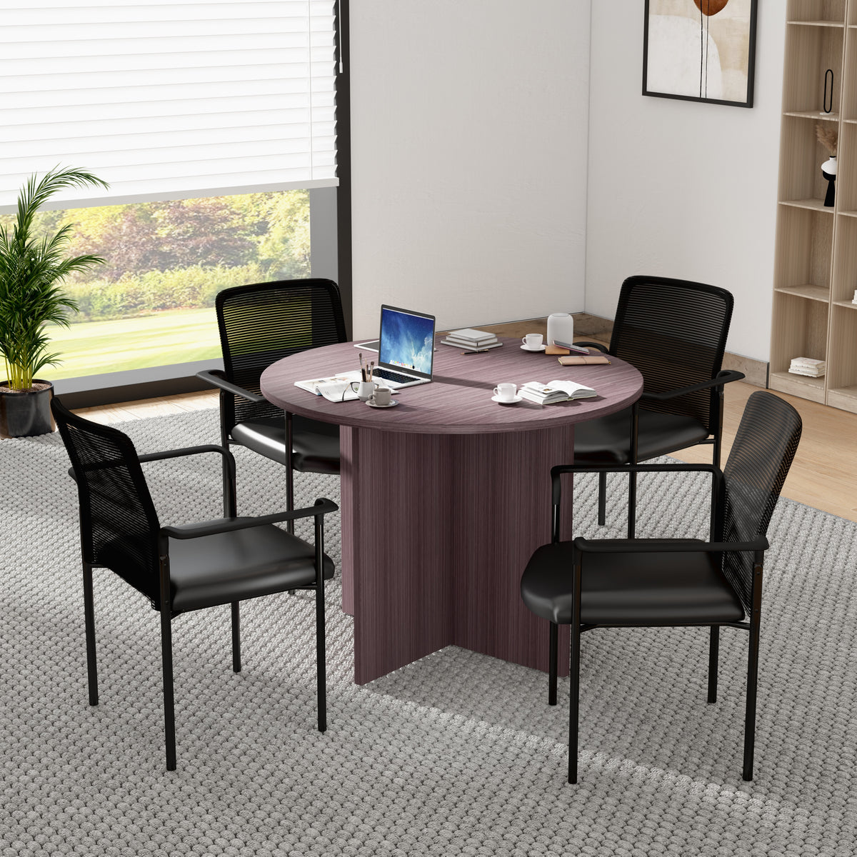 Boss 42"W Executive Round Conference Table and Chairs (GROUP127-C) – view 1