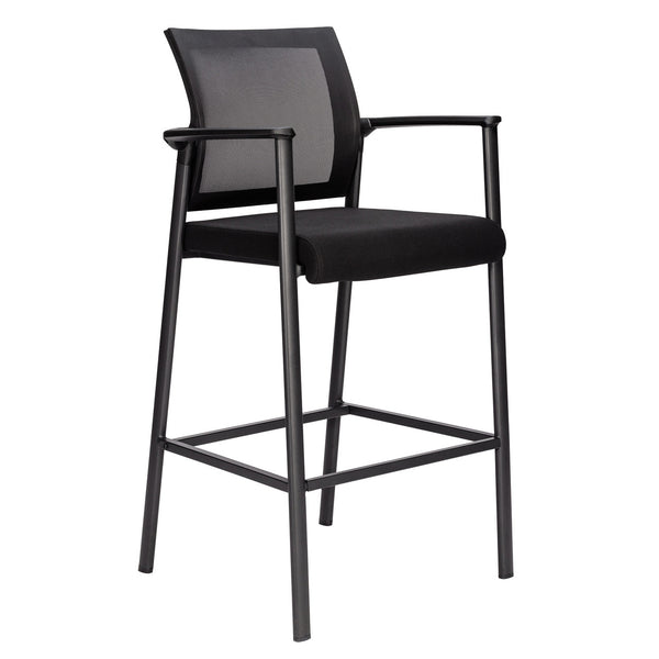 OfficeSource Oslo Mesh Back Stool with Arms and Black Frame (607MMFBK)