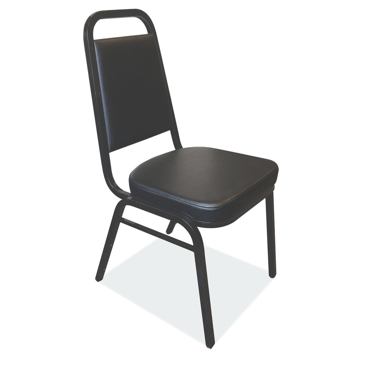 OfficeSource Reese Collection Square Back Stacker with Black Textured Metal Frame (10RE1SWMSVBK)