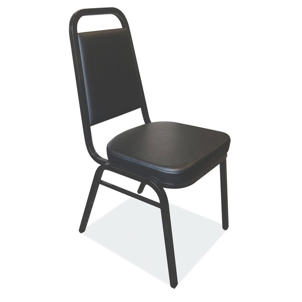 OfficeSource Reese Collection Square Back Stacker with Black Textured Metal Frame (10RE1SWMSVBK)