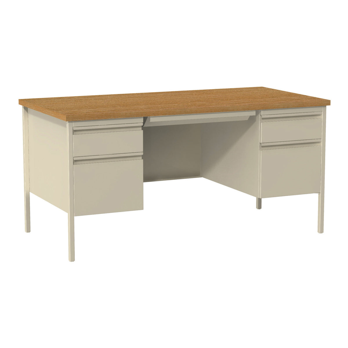 OfficeSource Raleigh 60"W Double Pedestal Steel Desk (OSDP6030)