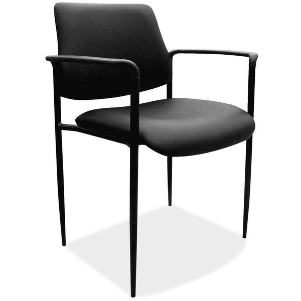 OfficeSource Levy Collection Guest Stack Chair with Arms and Black Frame (1022VBK)