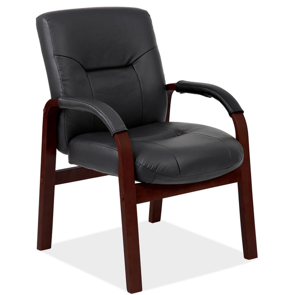OfficeSource Spencer Collection Guest Chair with Mahogany Frame (1240VBK)