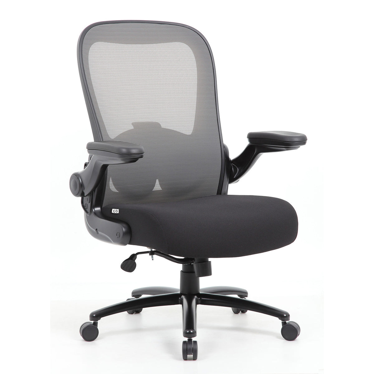 OfficeSource Ryde Big & Tall High Back Mesh Task Chair with Flip Arm (2101HMFBTGRBK)