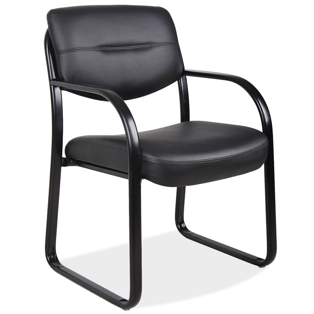 OfficeSource Merit Collection Sled Base Guest Chair with Arms and Black Frame (315VBK)