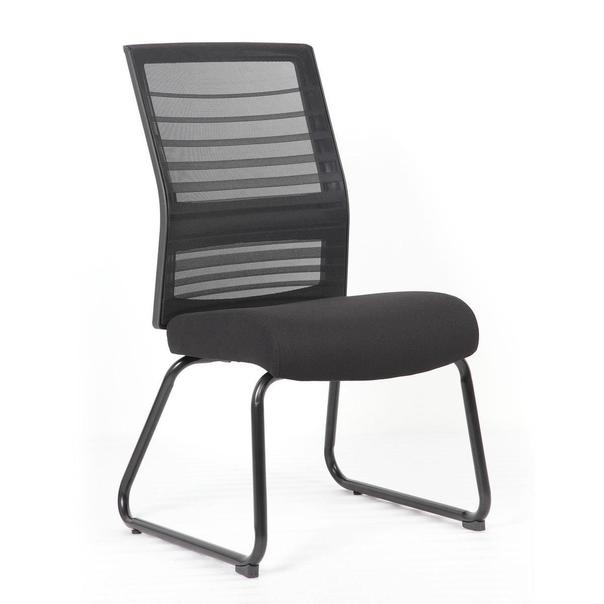 OfficeSource Interchangeable Black Mesh Back Guest Chair with Sled Base (6569MBFBK)