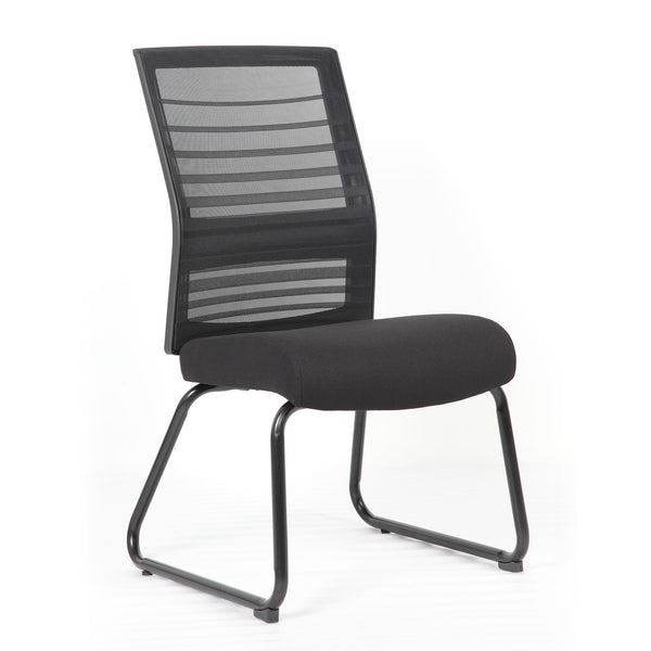 OfficeSource Interchangeable Black Mesh Back Guest Chair with Sled Base (6569MBFBK)