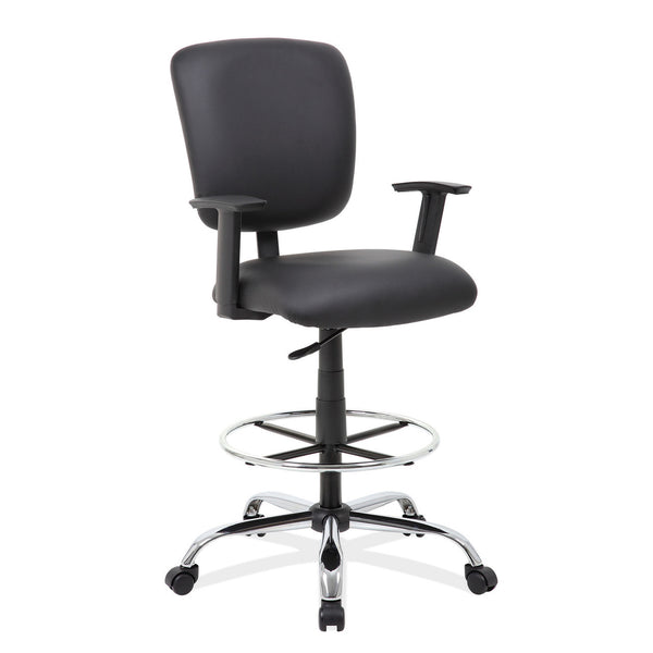OfficeSource Task Force Task Stool with Footring and Chrome Base (6801FPFRABK)
