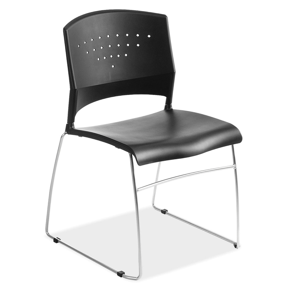OfficeSource Tower Stackable Side Chair with Chrome Frame (SC1400BK)