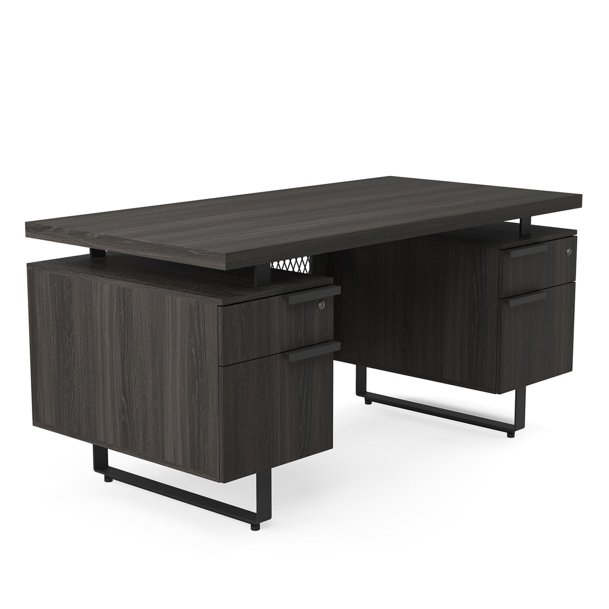 OfficeSource Palisades Double Pedestal Desk - 60" x 30" (EV6030DPGG)