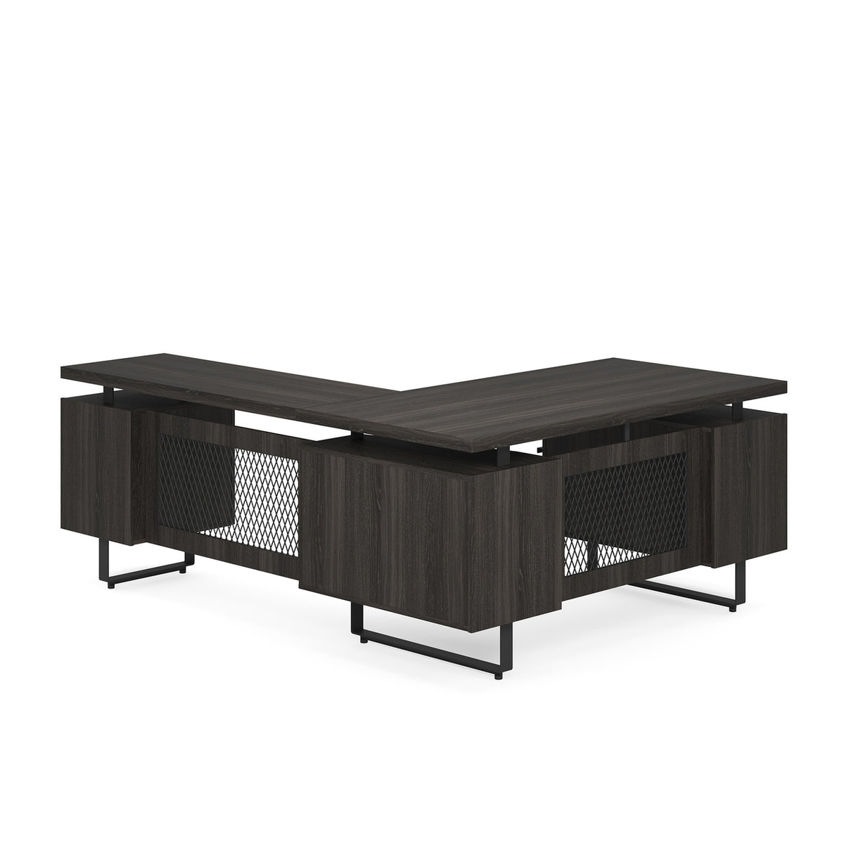 OfficeSource Palisades L Shape Double Pedestal Desk with Reversible Return - 60"W (EV6030LGG)