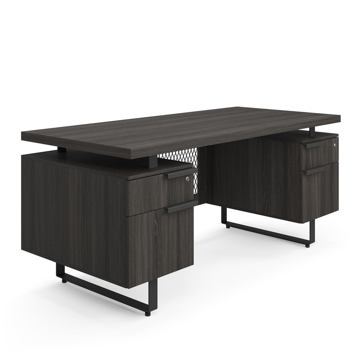 OfficeSource Palisades Double Pedestal Desk - 66" x 30" (EV6630DPGG)