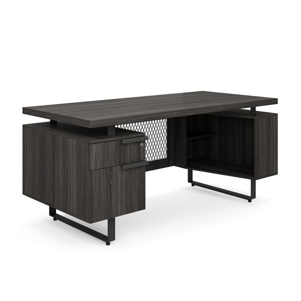 OfficeSource Palisades Single Pedestal Desk - 66" x 30" (EV6630SPGG)