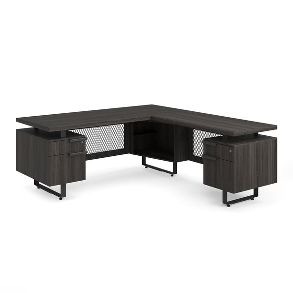 OfficeSource Palisades L Shape Double Pedestal Desk with Reversible Return - 72"W (EV7230LGG)