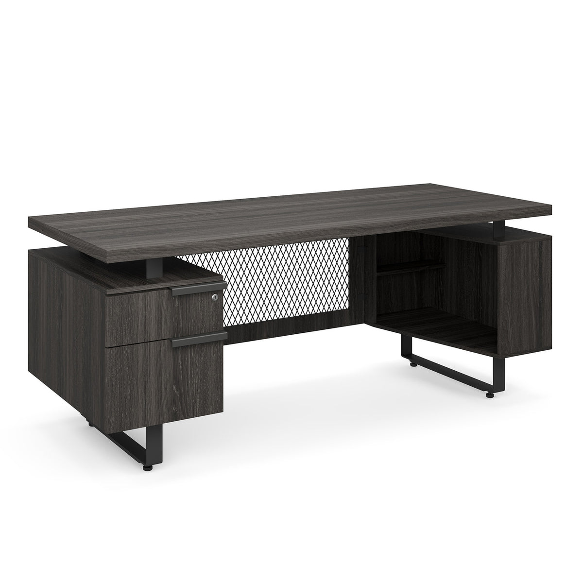 OfficeSource Palisades Single Pedestal Desk - 72" x 30" (EV7230SPGG)