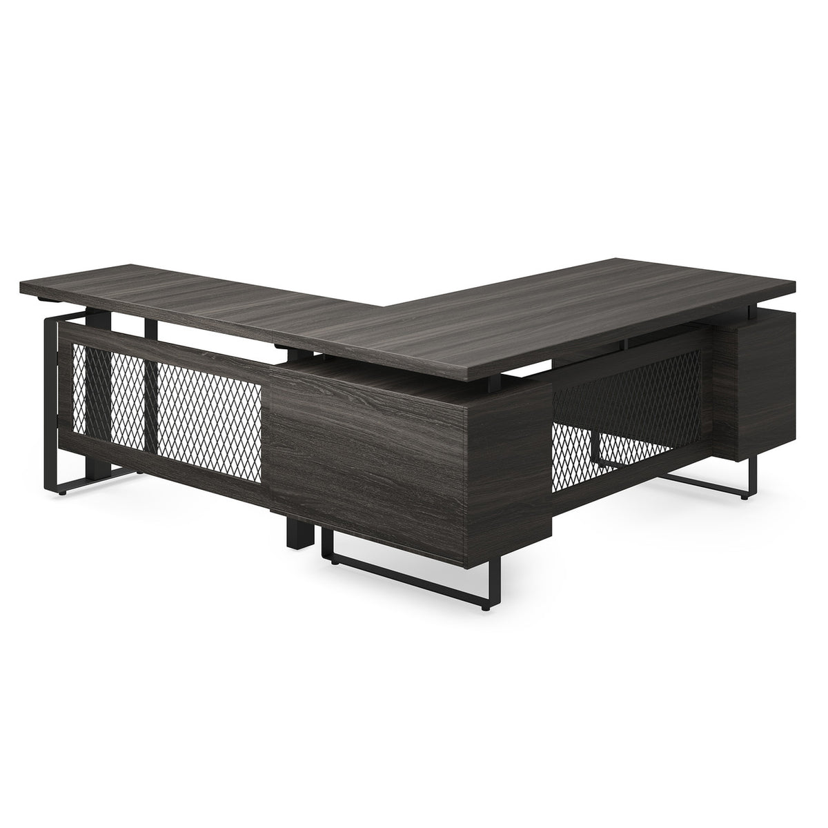 OfficeSource Palisades L Shape Electric Height Adjustable Desk with Single Pedestal (EVH200GG)