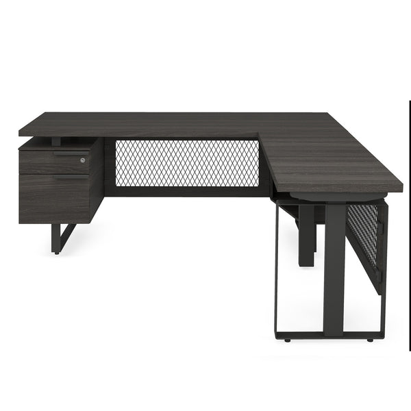 OfficeSource Palisades Industrial L-Shaped, 30" x 60" Height Adjustable Desk with Single Pedestal (EVH300GG)