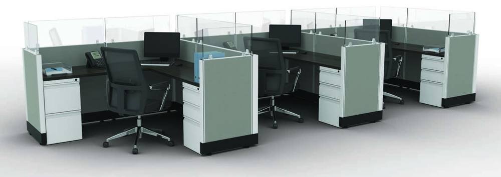 Office Star Systems IN STOCK 3-Pack 6x6 Cubicles with frosted glass