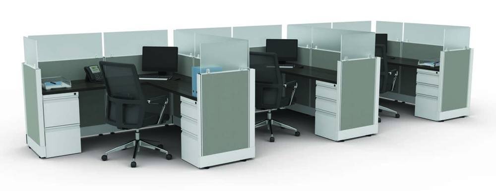 Office Star Systems IN STOCK 3-Pack 6x6 Cubicles with clear glass