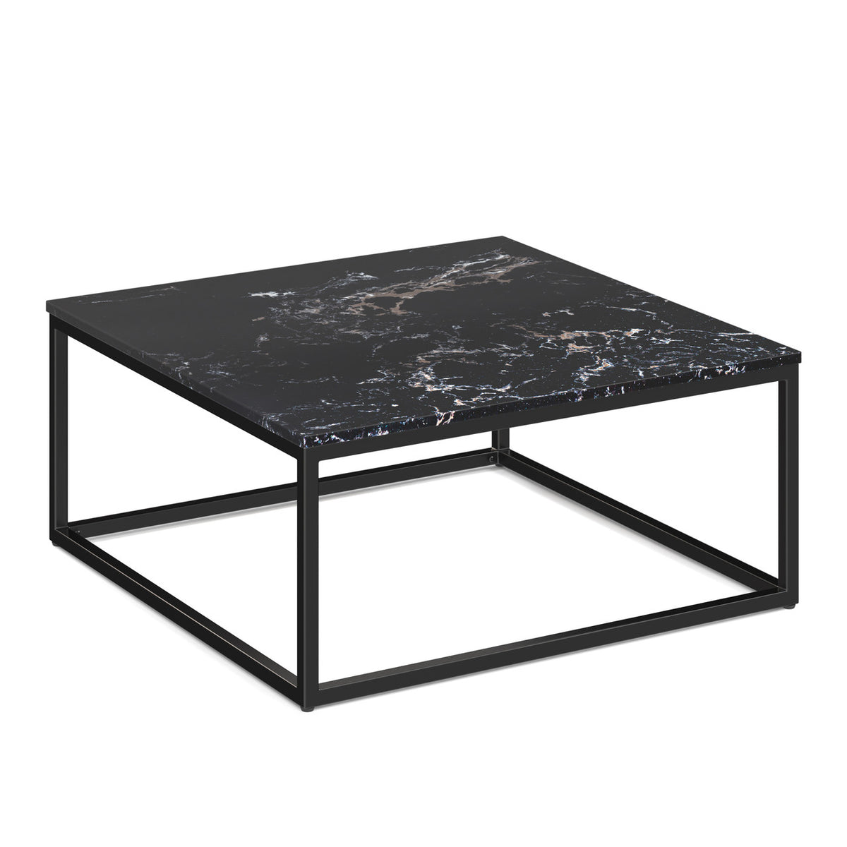 OfficeSource Lenox 36" Square Coffee Table with Black Metal Base (OSOT36SZ)