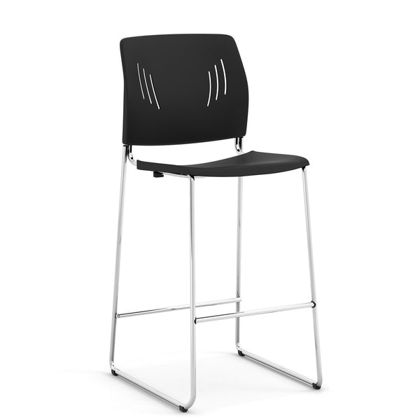 OfficeSource Rise Stool Polyurethane Stool with Footrest and Chrome Base (OSST7013)