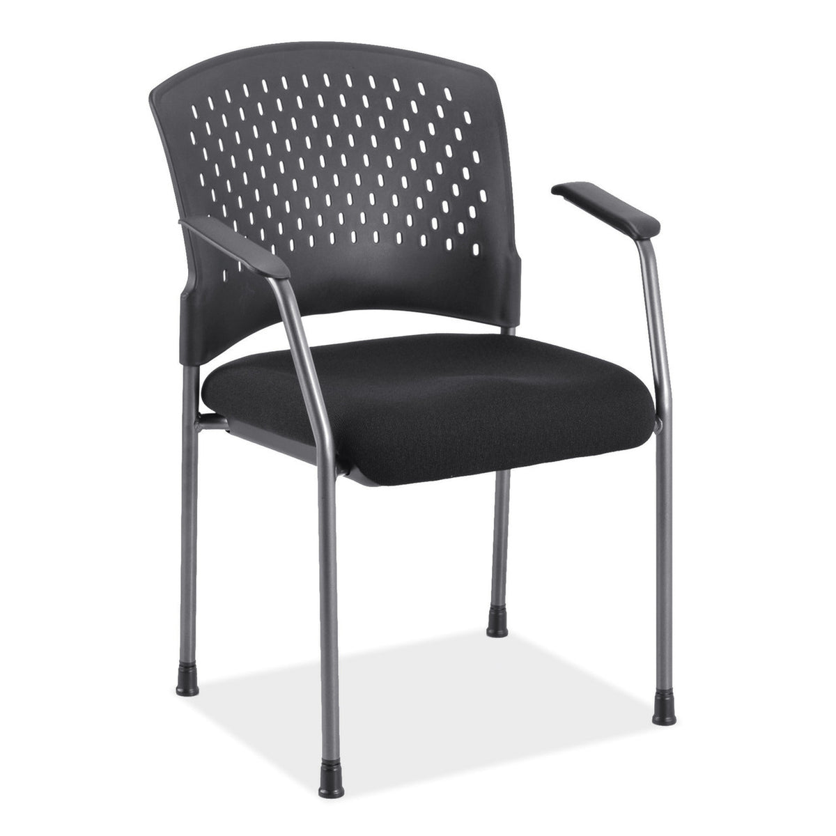 OfficeSource Aero Guest or Side Chair with Arms, Black Fabric Seat and Titanium Frame (OSSN6909FBK)