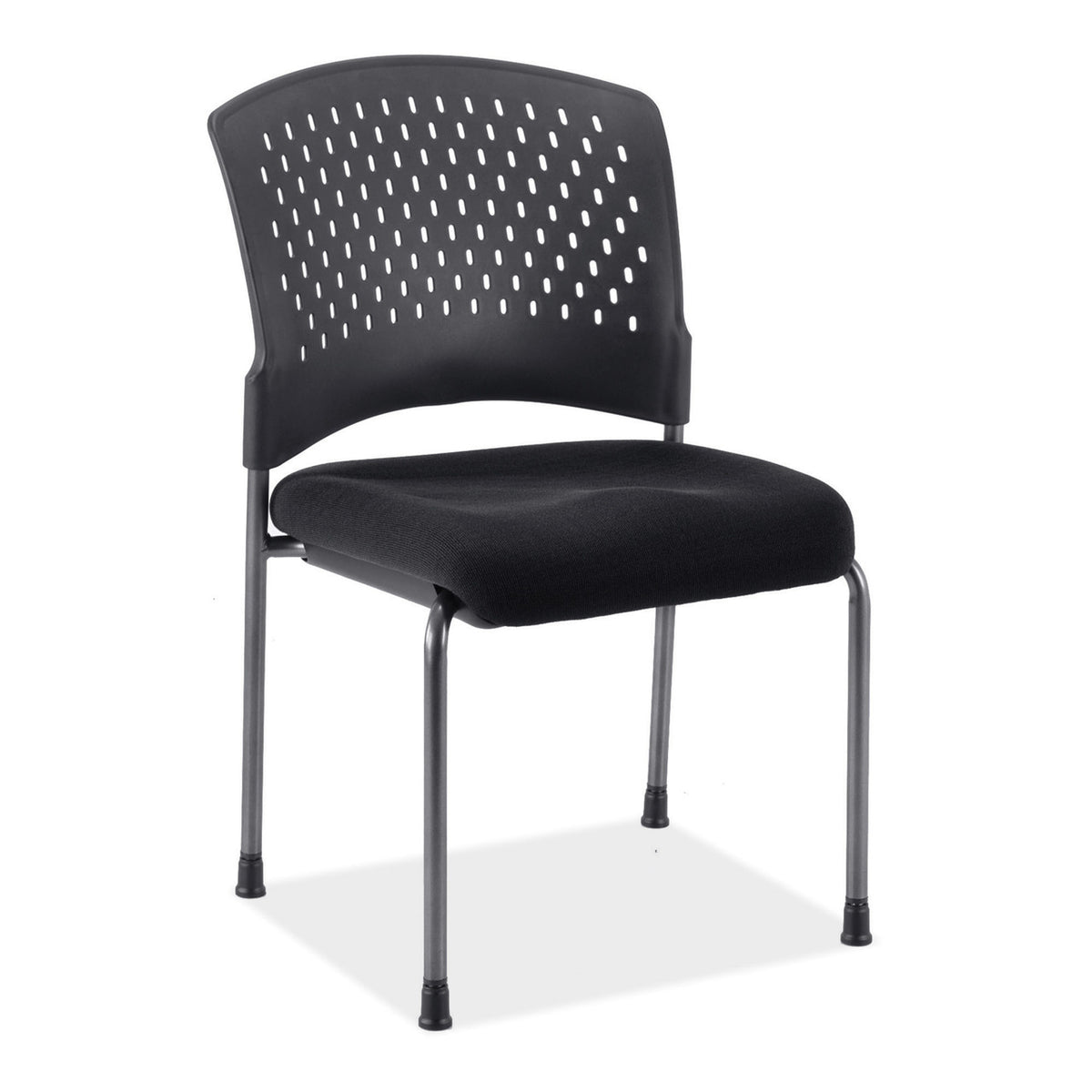 OfficeSource Aero Collection Armless Guest or Side Chair with Black Fabric Seat and Titanium Frame (OSSN6908FBK)