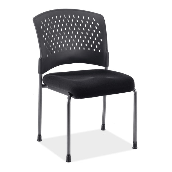 OfficeSource Aero Collection Armless Guest or Side Chair with Black Fabric Seat and Titanium Frame (OSSN6908FBK)