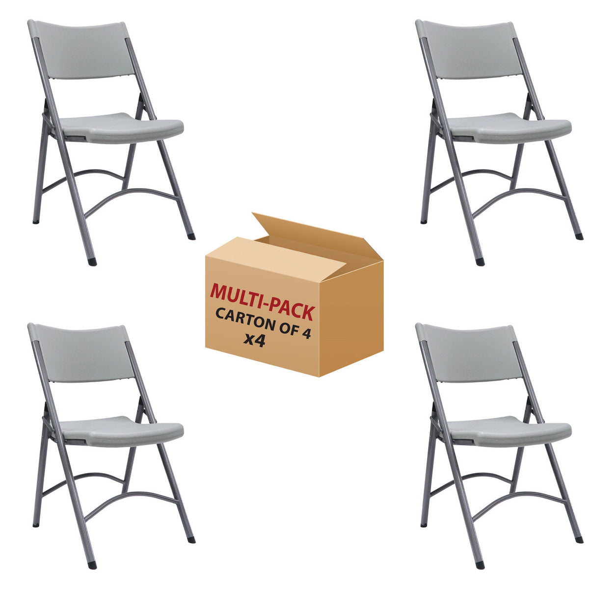 OfficeSource Blow Molded Folding Chairs Plastic Blow-Molded Folding Chair (OSGS4904GR)