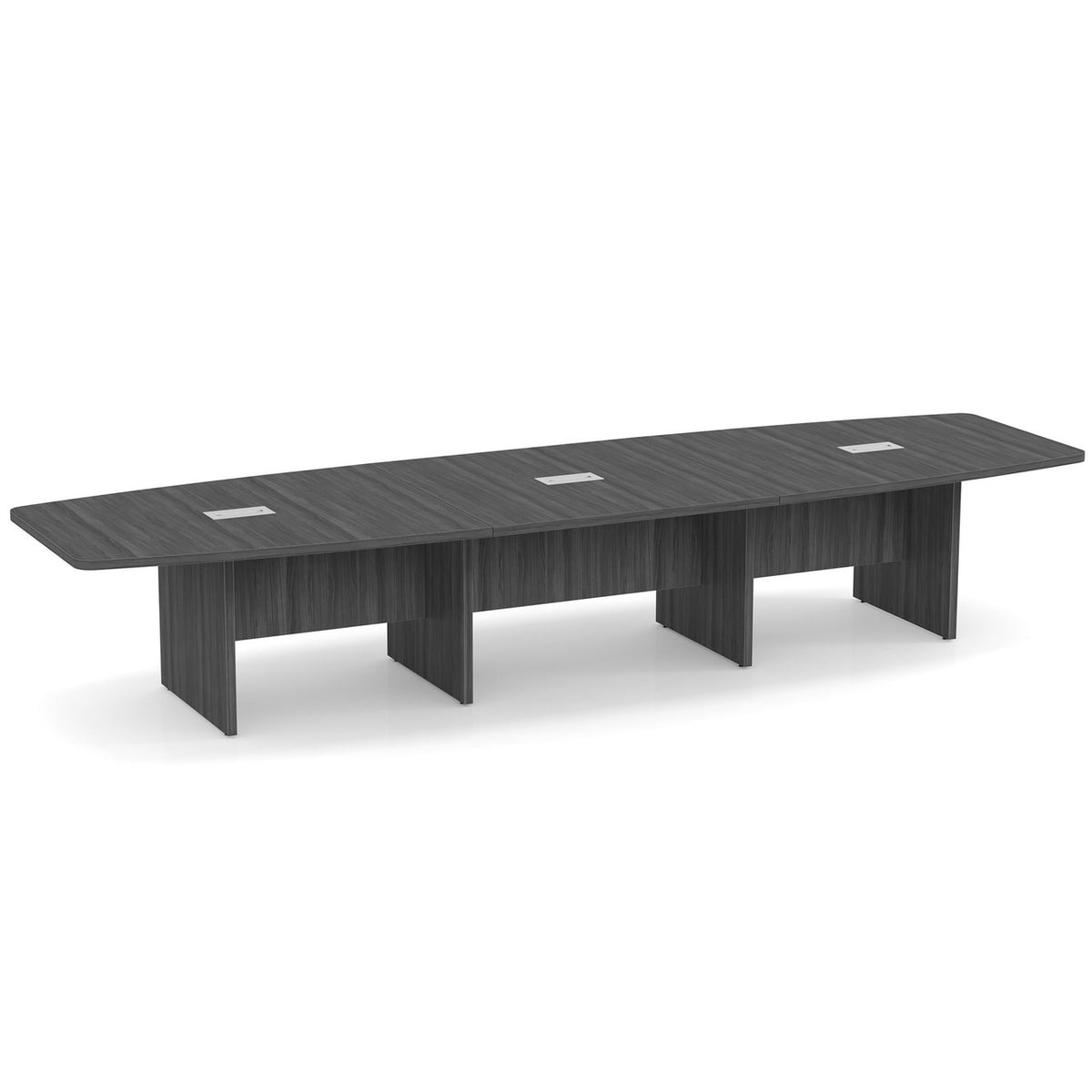 OfficeSource OS Laminate Conference Tables Expandable Boat Shaped Conference Table with Slab Base - 14' (OSCB14)