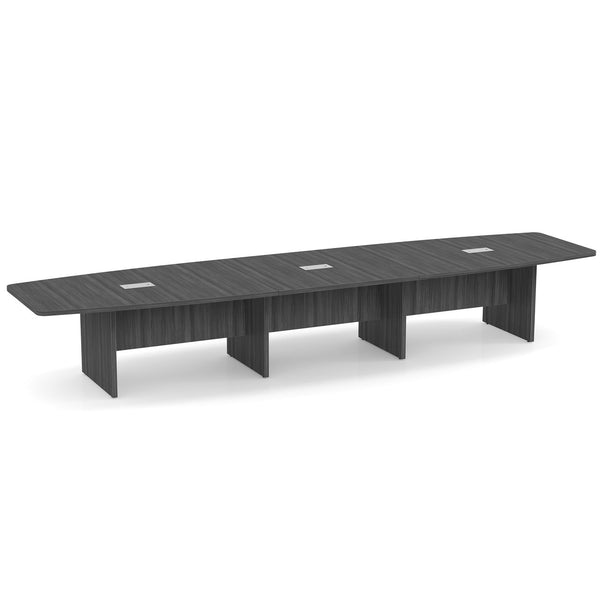 OfficeSource OS Laminate Conference Tables - Expandable Boat Shaped Conference Table with Slab Base - 16' (OSCB16)