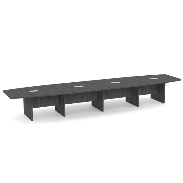 OfficeSource OS Laminate Conference Tables Expandable Boat Shaped Conference Table with Slab Base - 18' (OSCB18)