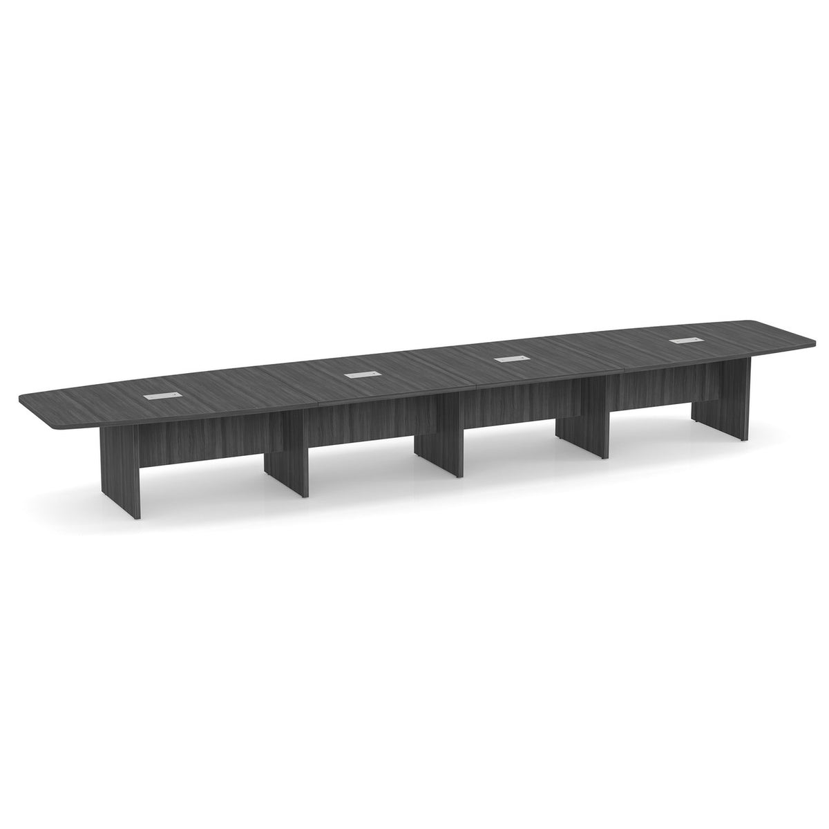 OfficeSource OS Laminate Conference Tables Expandable Boat Shaped Conference Table with Slab Base - 20' (OSCB20)