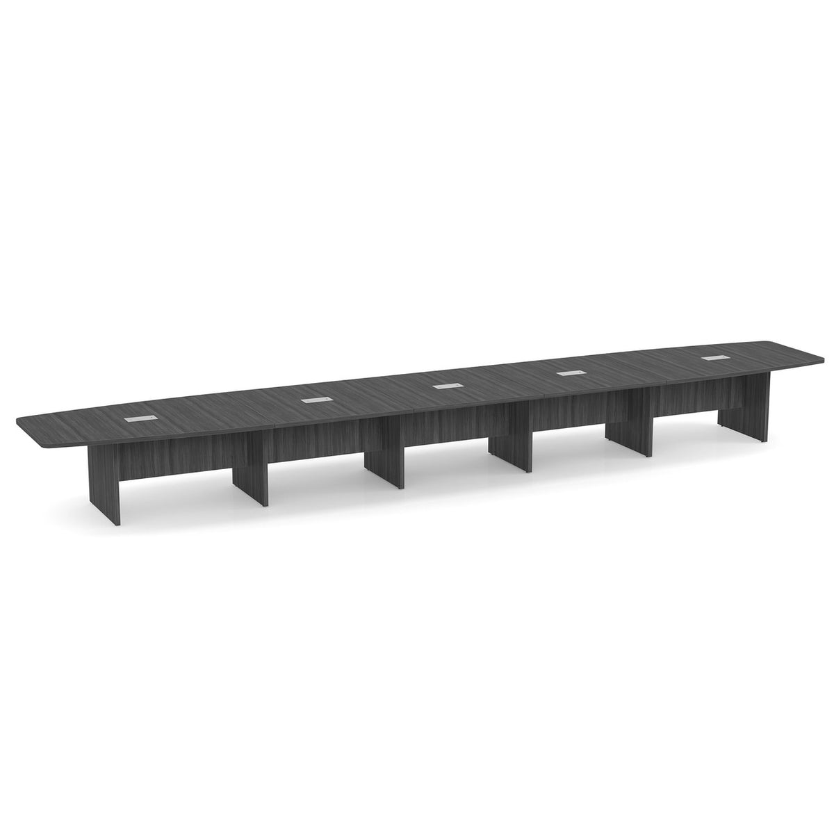 OfficeSource OS Laminate Conference Tables Expandable Boat Shaped Conference Table with Slab Base - 24' (OSCB24)