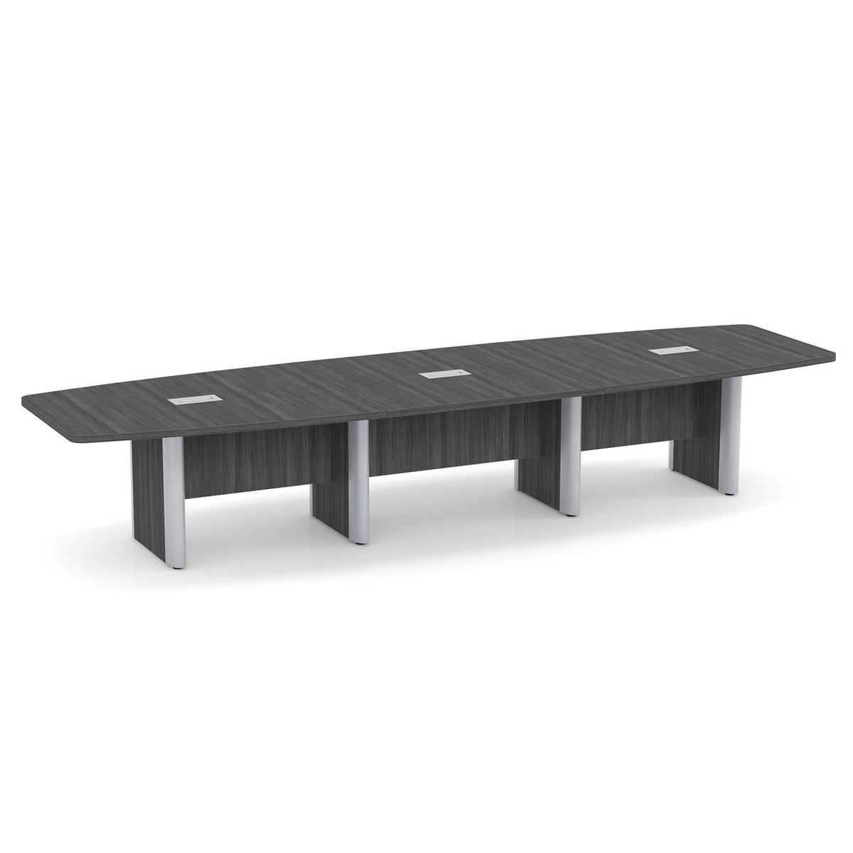 OfficeSource OS Laminate Conference Tables Expandable Boat Shaped Conference Table with Elliptical Base - 14' (OSCBELP14)