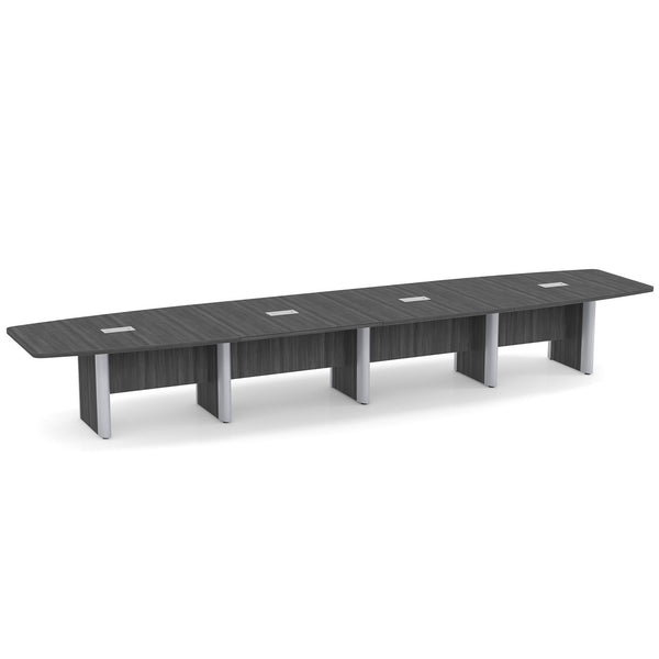 OfficeSource OS Laminate Conference Tables Expandable Boat Shaped Conference Table with Elliptical Base - 18' (OSCBELP18)