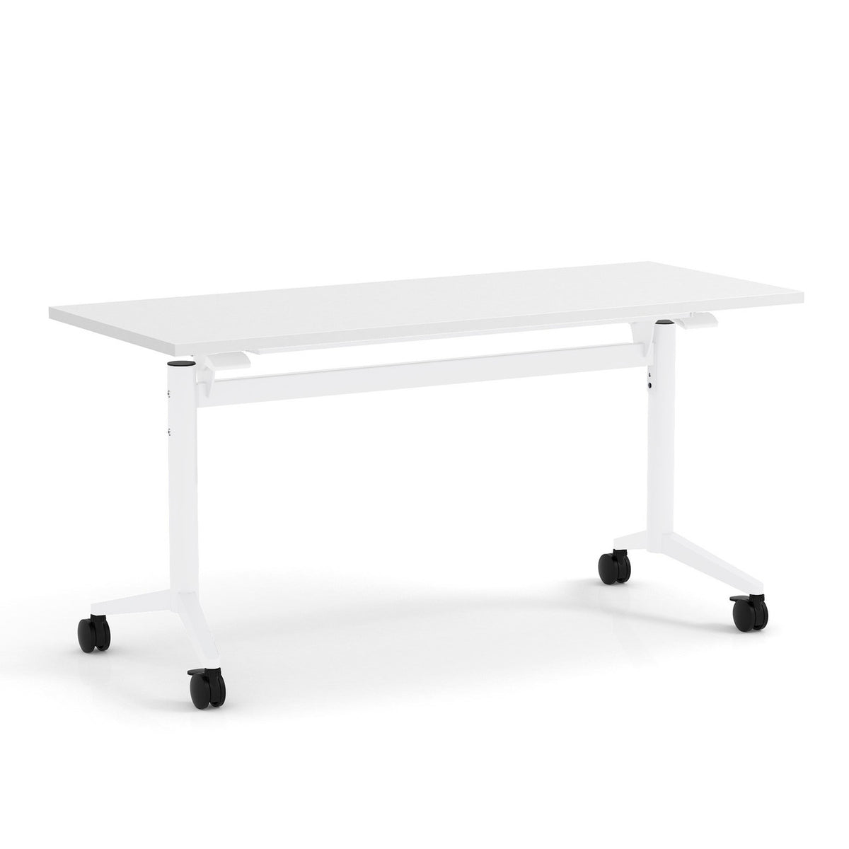 OfficeSource OS Training Tables White T-Flip Top, Nesting Table (2472PTLFWHWH)