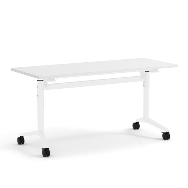 OfficeSource OS Training Tables White T-Flip Top, Nesting Table (2472PTLFWHWH)