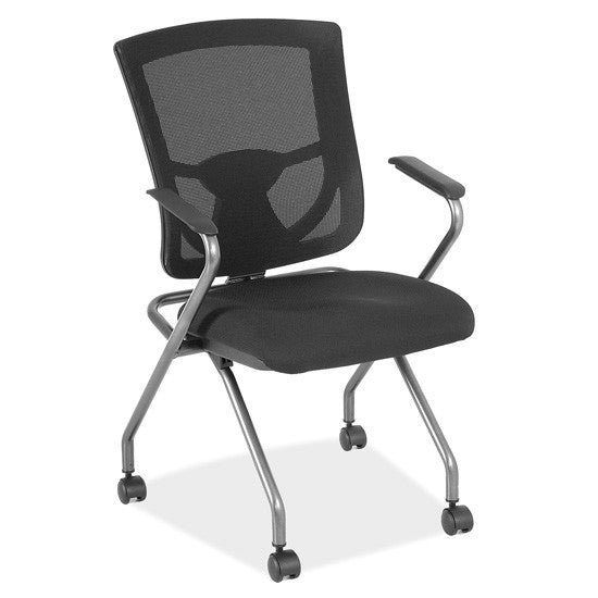 OfficeSource CoolMesh Pro Mesh Back Nesting Chair with Upholstered Seat and Titanium Frame (OSSN6956)